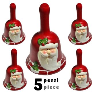 Campanelle Natalizie<br>in Ceramica Rossa<br>decorazione artigianale<br>5 PEZZI