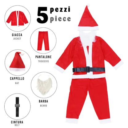 Costumi Babbo Natale<br>Bambini 4 kit completi<br>da 5 pezzi - immagine 4