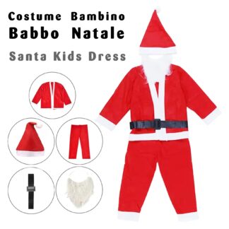 Costume Babbo Natale<br>Bambino 1 kit completo<br>da 5 pezzi