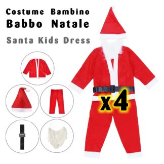 Costumi Babbo Natale<br>Bambini 4 kit completi<br>da 5 pezzi